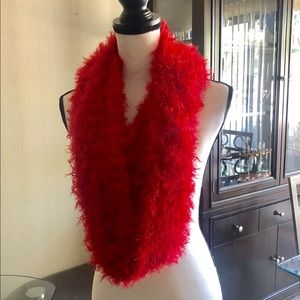 Fuzzy Fire Red Scarf